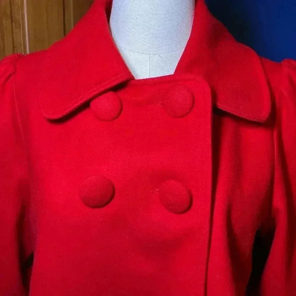 Forever 21 Red Wool Blend Women's Double-Breasted Jacket Size large - Picture 2 of 10